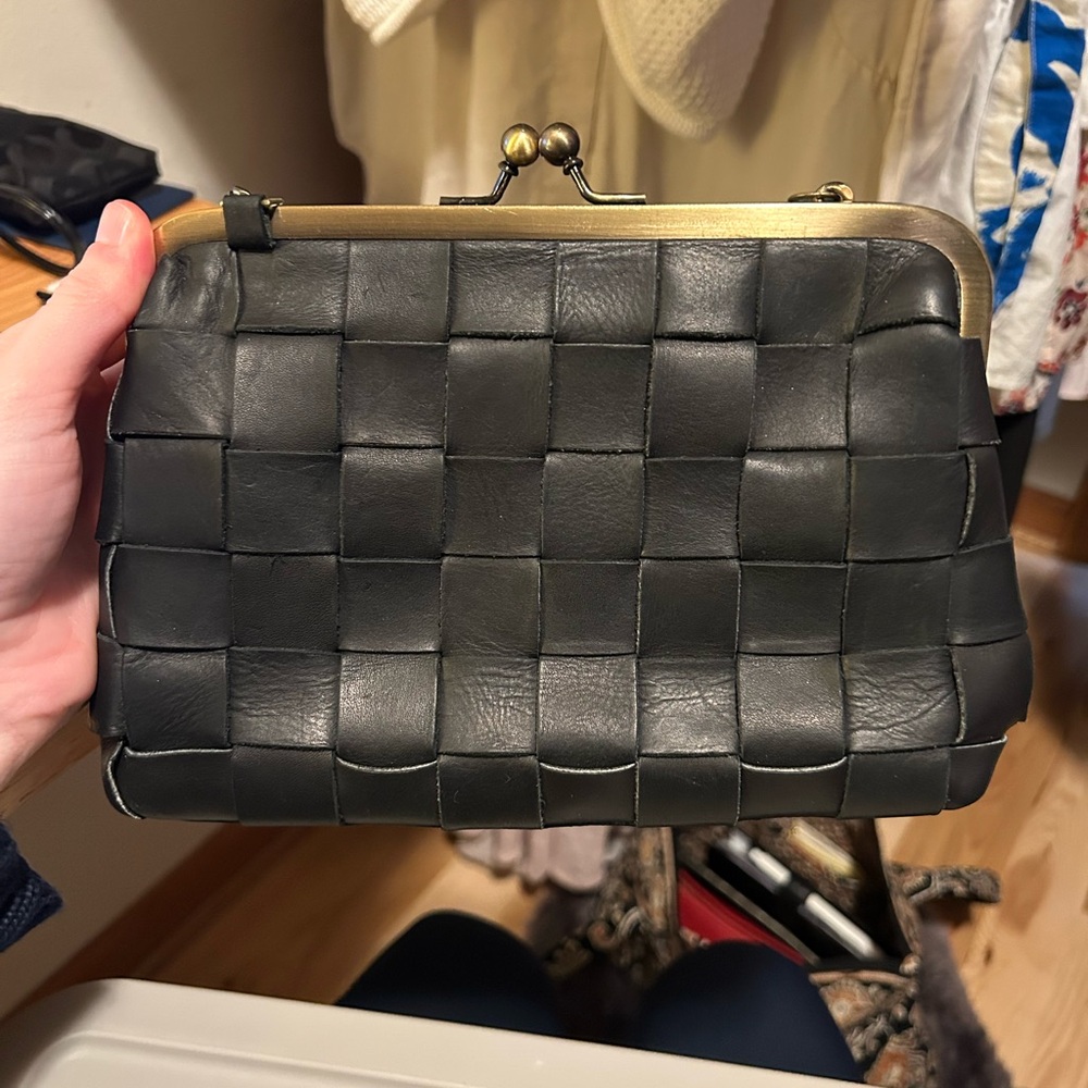 Chic Black Woven Clutch